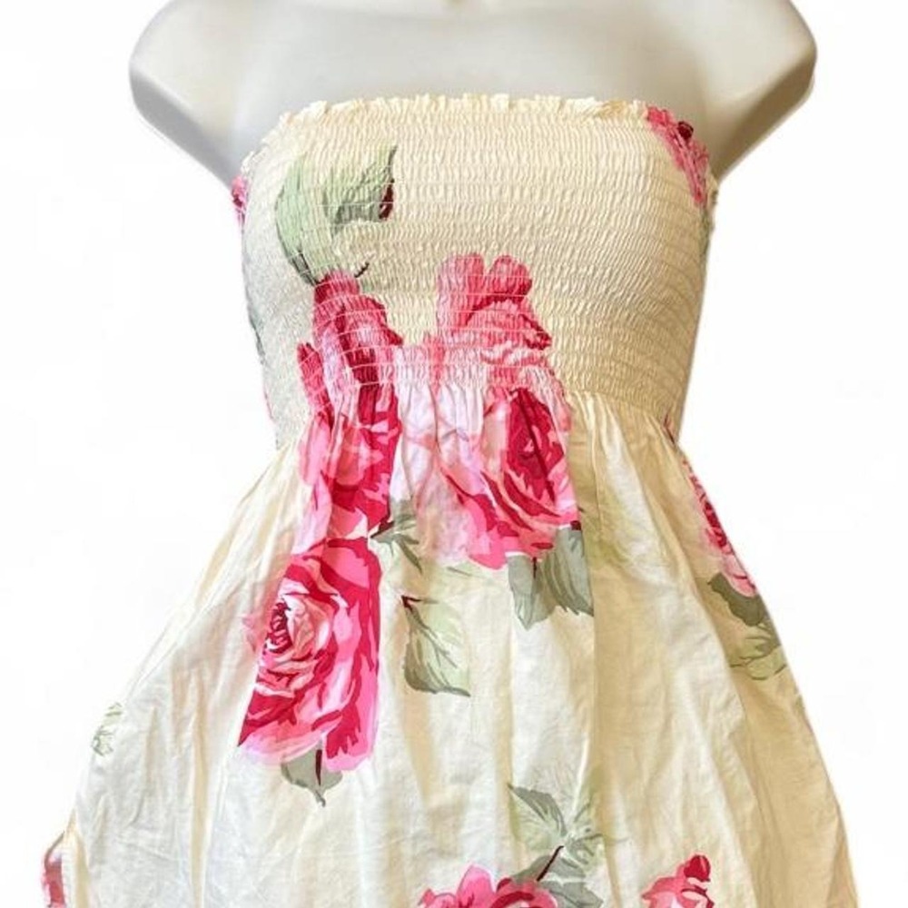 Banana Republic Pink rose print strapless top